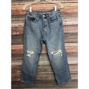 Calvin Klein Jeans Size 28 Distressed High Rise Button Fly Cropped Jeans